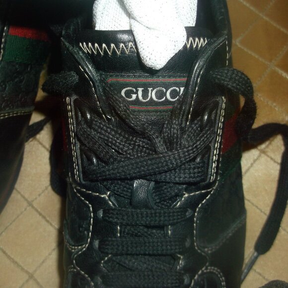 Gucci Micro GG's Black Leather Sneakers Vintage Size 37 or US 7 - Picture 13 of 16